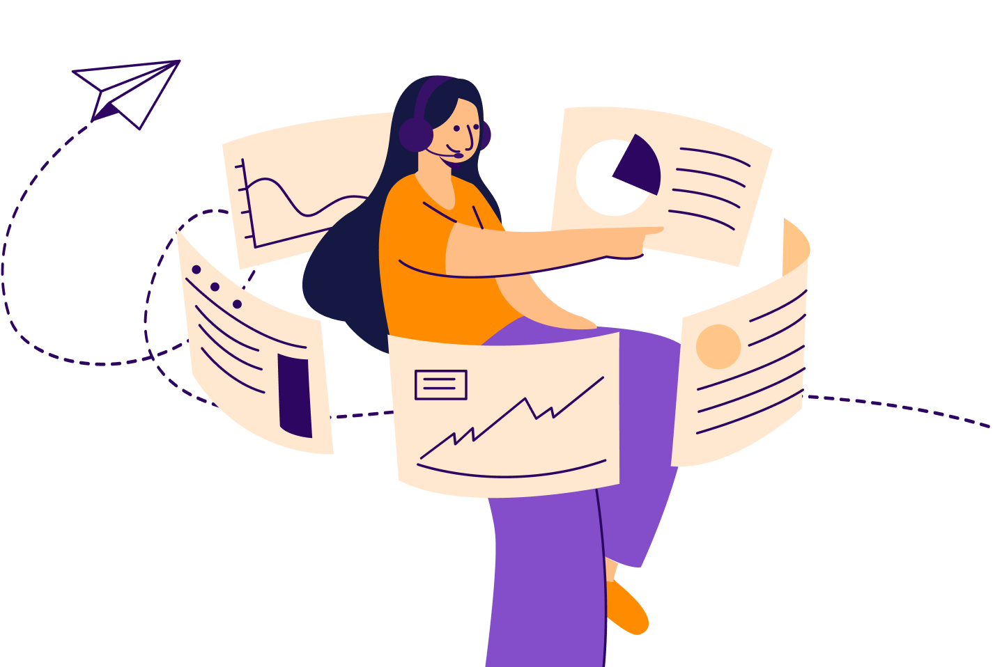 Illustration of girl with charts